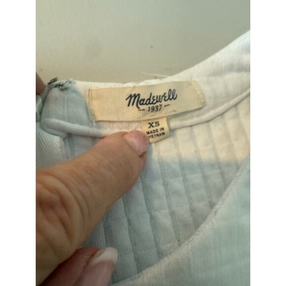 Madewell Women’s Size XS White Quilted Waffle Pattern high low top back zip - Picture 4 of 9